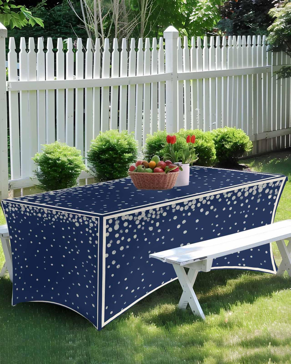 Silver Speckle Spandex Table Cloth for 6FT V4480