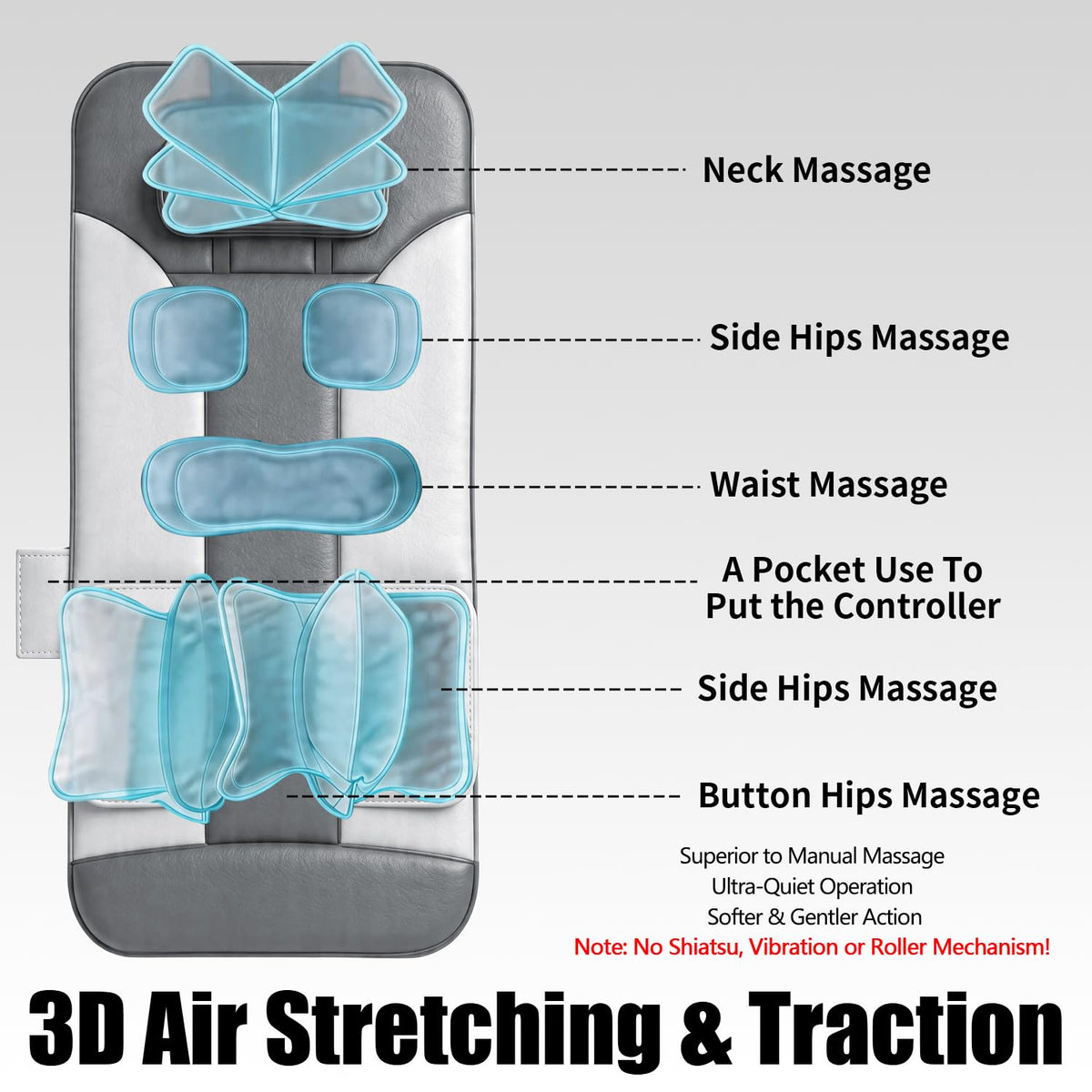 Foldable Full Body Stretching Massage Mat with Airbags T50801