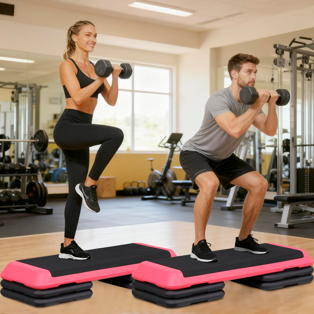 43" Adjustable Exercise Aerobic Step Platform with 4 Removable Risers F67080