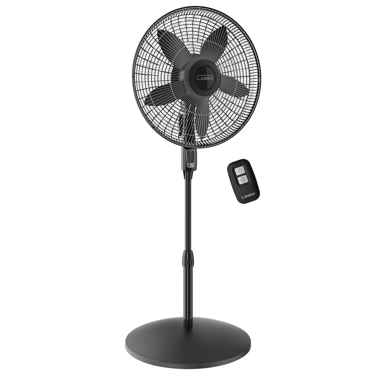 Oscillating Pedestal Fan, Adjustable Height, Remote Control, 4 Speeds, 18", Black M43395