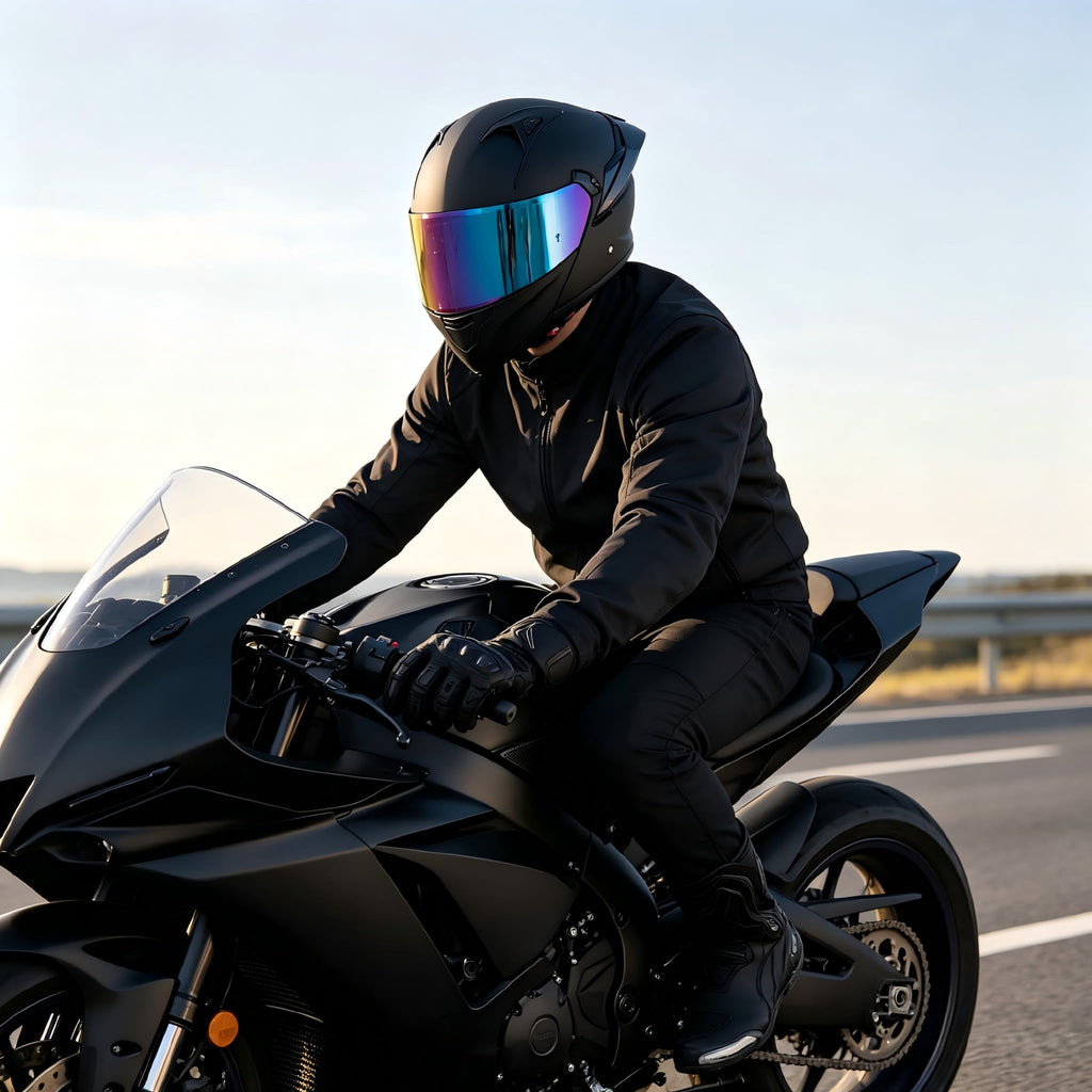 Modular Motorcycle Helmet Dual Visor Flip Up Full Face Matte Black XXL H1725