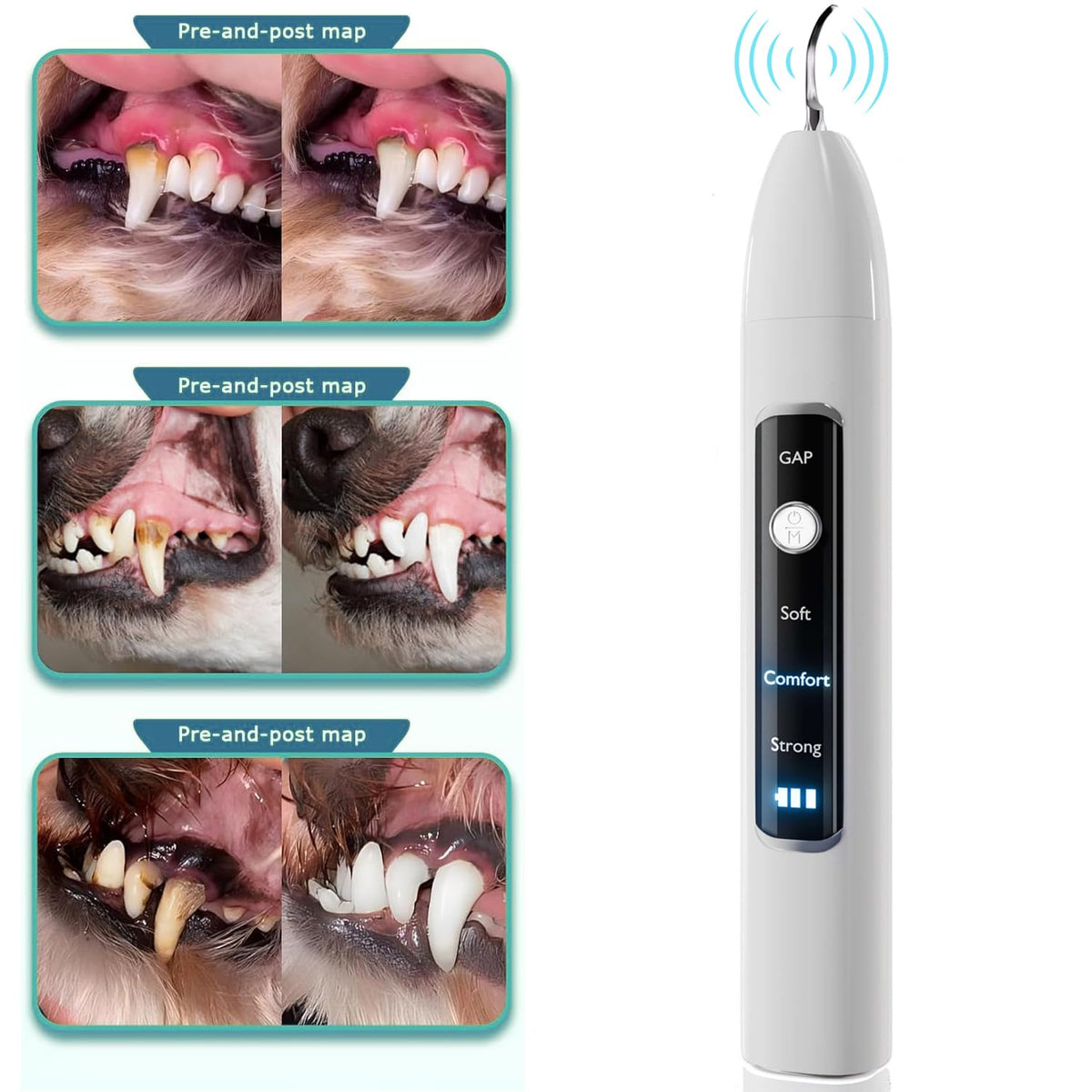 Ultrasonic Pet Dental Cleaner with 4 Tips, 3 Modes, LED, White R621