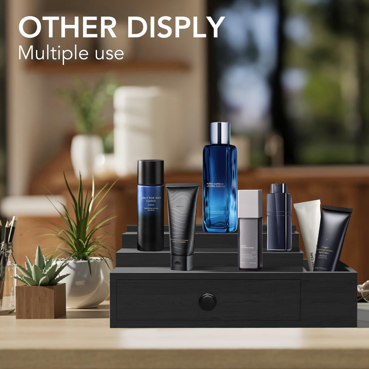 3 Tier Cologne Stand Organizer with Velvet Lining Drawer H20020