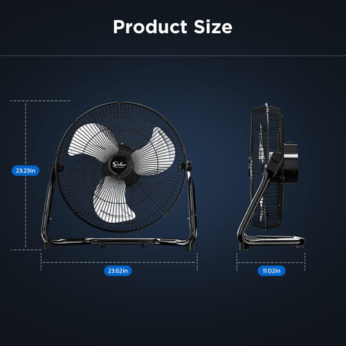 20 Inch 3-Speed High Velocity Metal Industrial Floor Fan, Black P68643