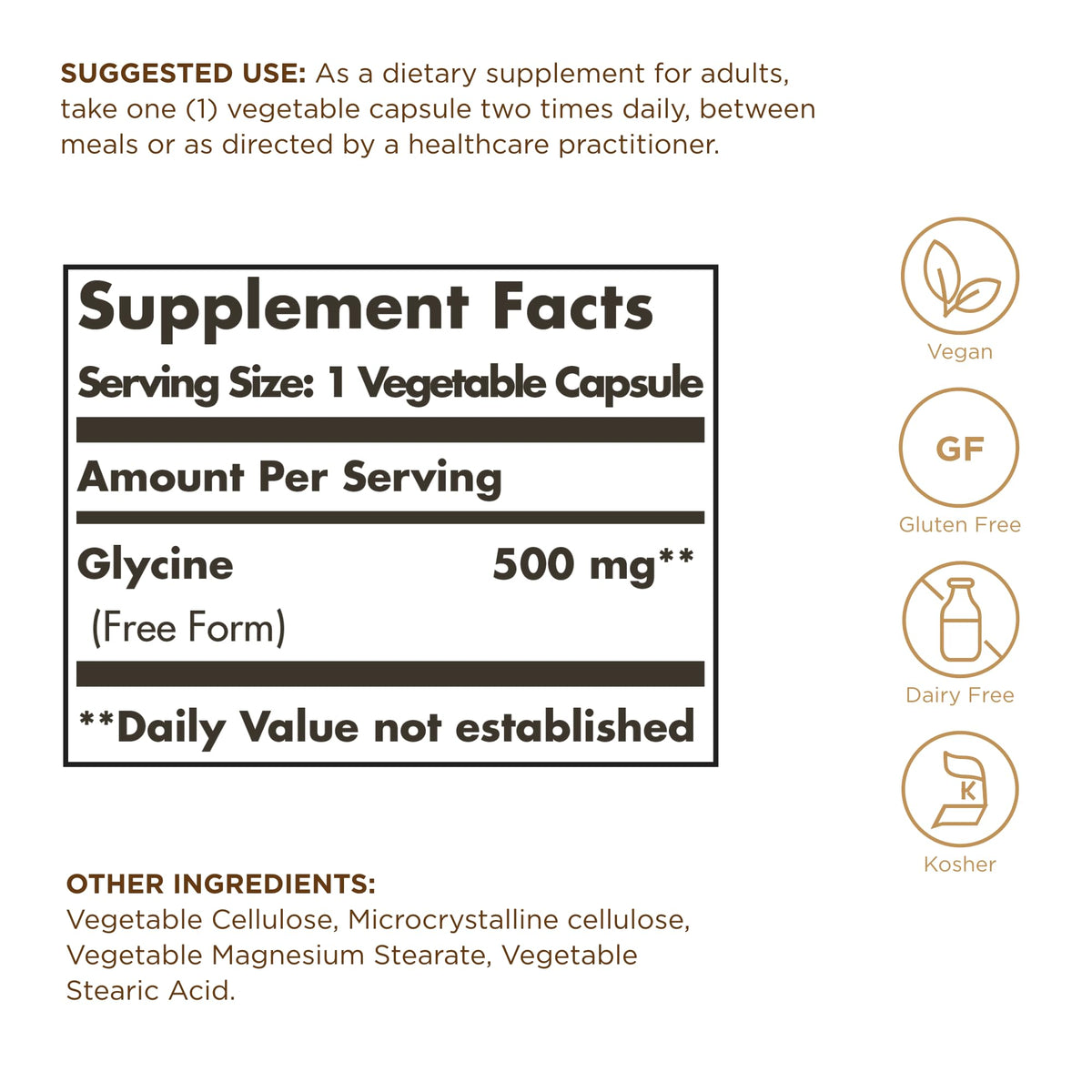 Glycine 500 mg 100 Vegetable Capsules U61255