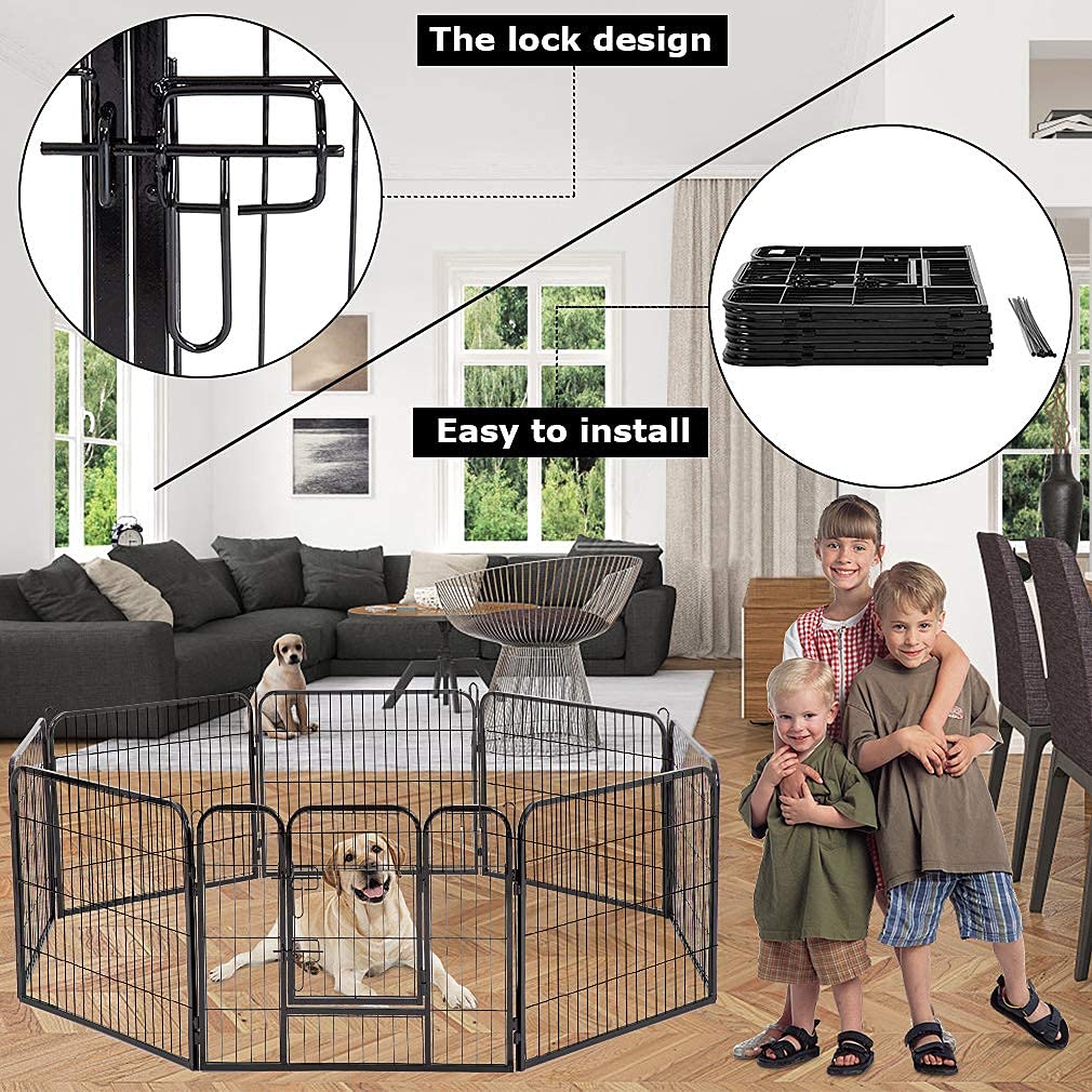 32" 8 Panel Heavy Duty Metal Dog Playpen P38489