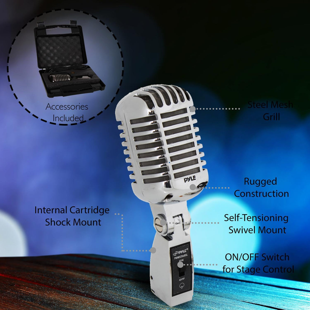 Silver Retro Dynamic Vocal Microphone U9002
