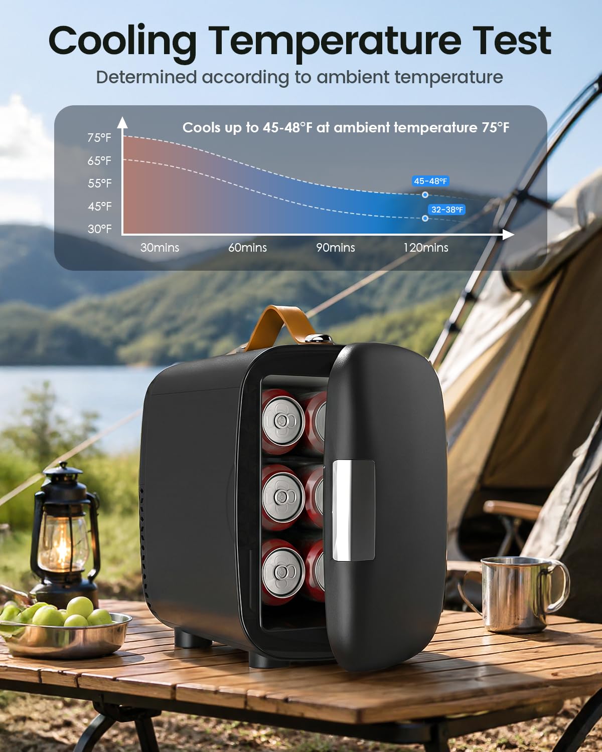 Portable Mini Fridge 4L 6 Can Black X281