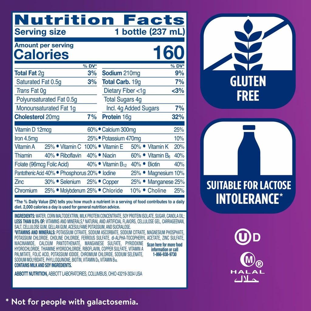 Vanilla Nutrition Shake with Fiber, 16g Protein, 8 fl oz, 24 Pack N499