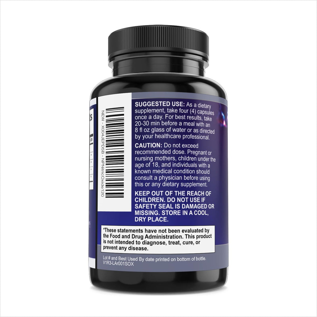 120 Capsules L-Arginine Citrulline Beta Alanine Nitric Oxide Booster U583511