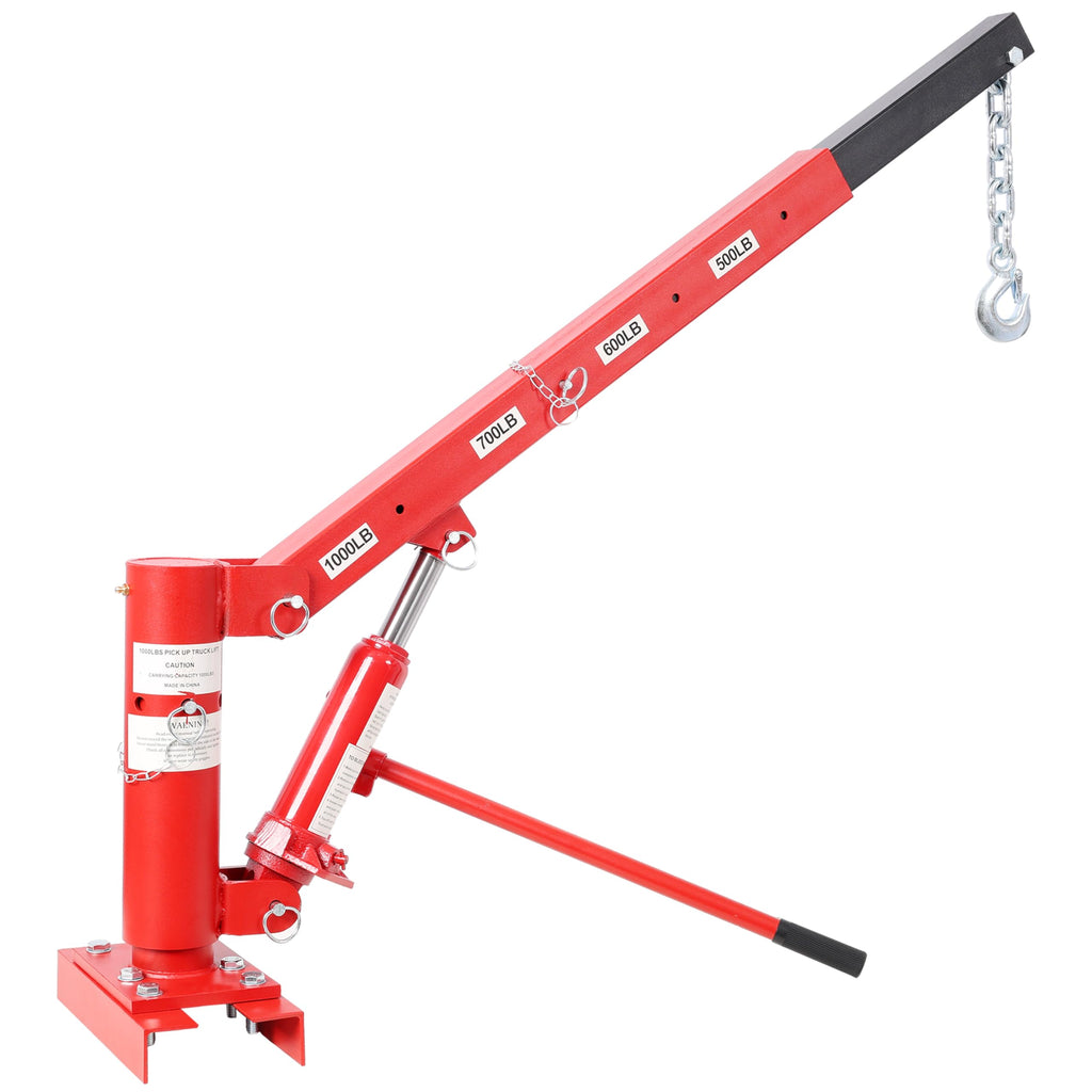 Hydraulic Pickup Truck Crane, 1000 lbs Capacity, 360° Swivel, Red U54176