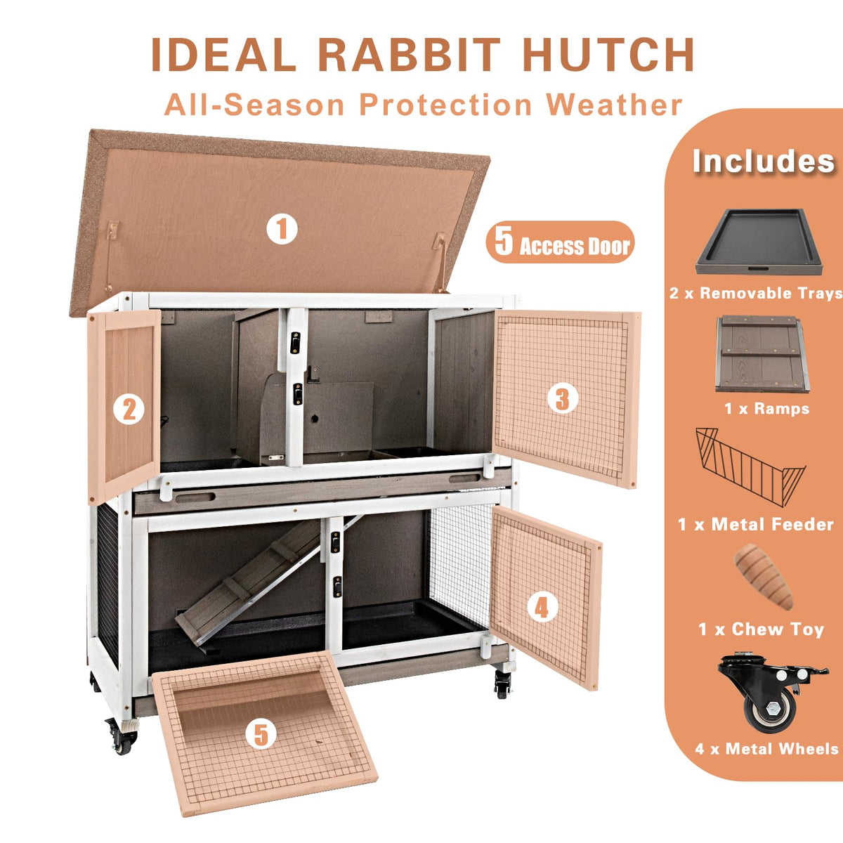 36" L 2-Story Rabbit Hutch on 4 Wheels Q994