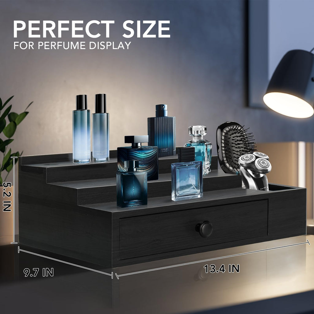 3 Tier Cologne Stand Organizer with Velvet Lining Drawer H20020