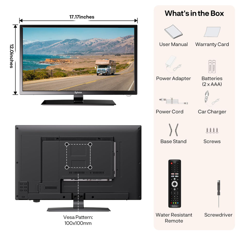 19'' 12V RV TV with Built-in DVD 1080P Q766