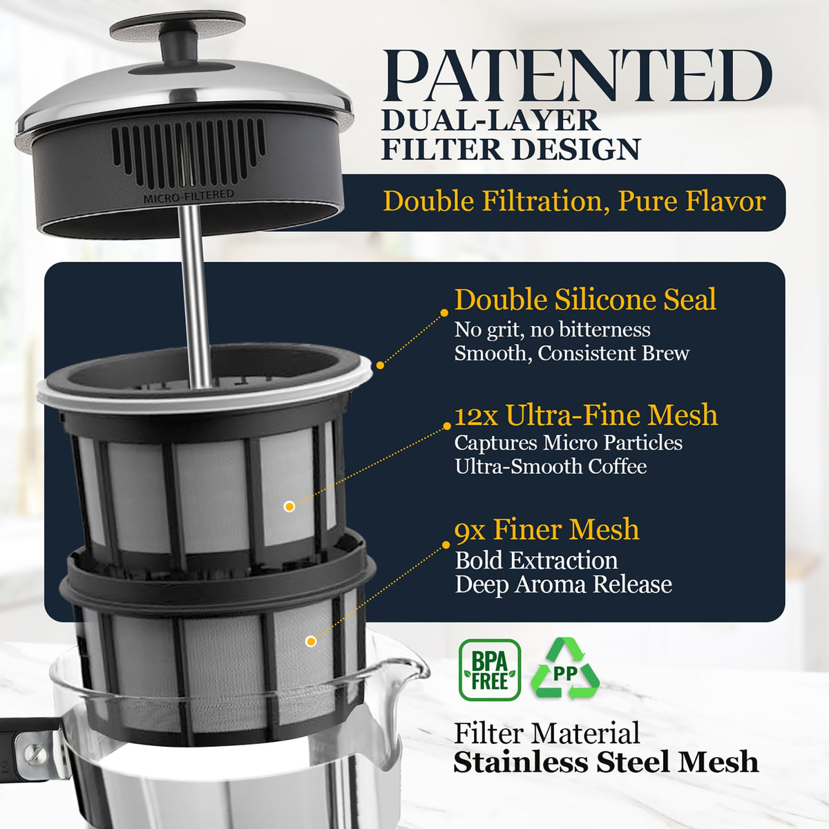 32oz Stainless Steel French Press Coffee Maker Q472