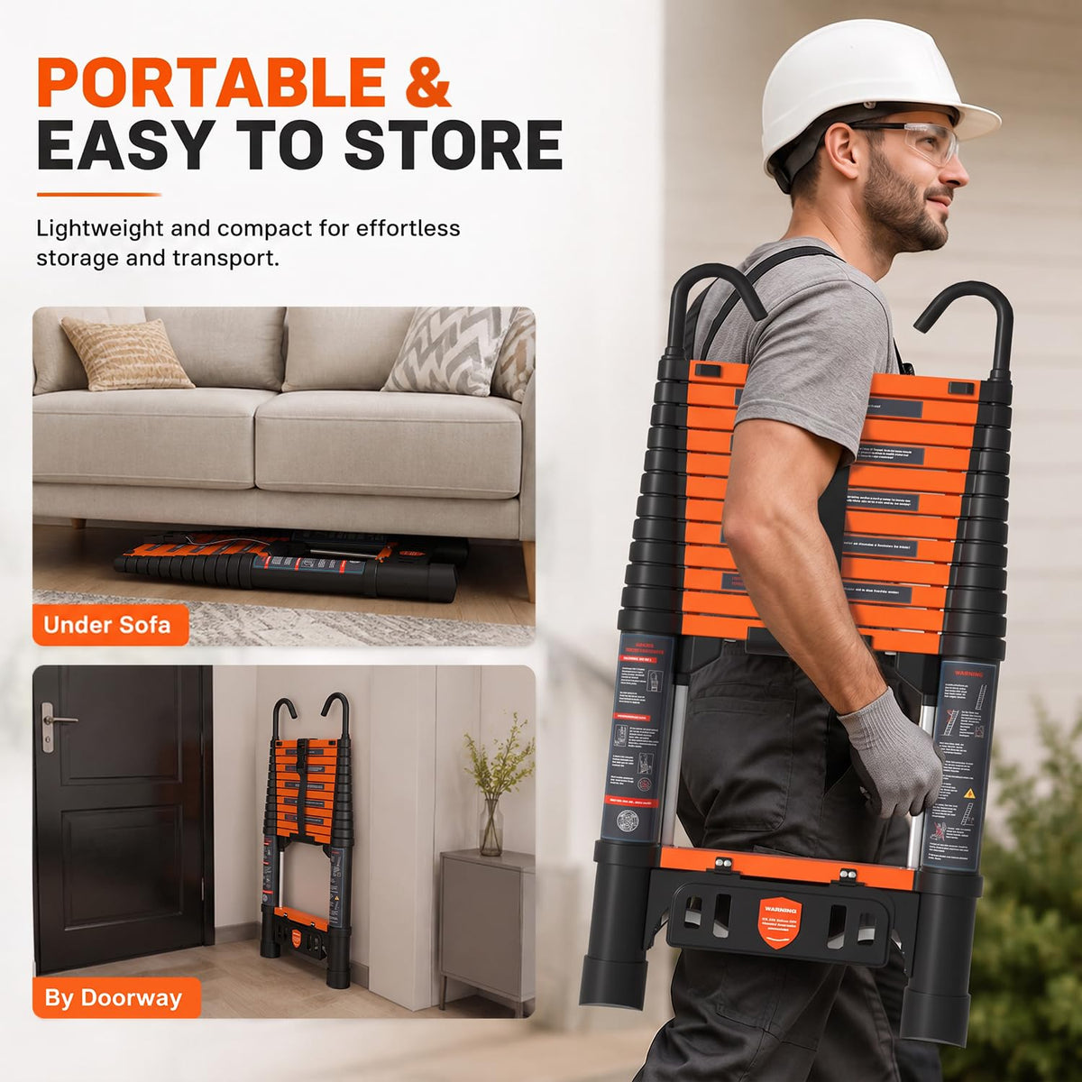 12.5 FT Aluminum Telescopic Ladder 330lbs U743995