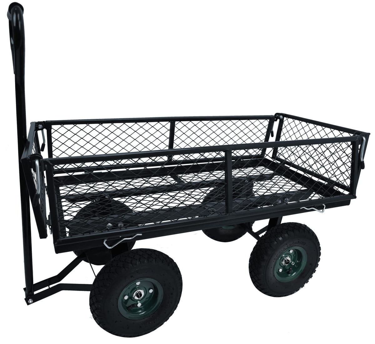 Heavy Duty Garden Cart, 400 Lb Capacity, Mesh Steel Folding Utility Wagon, Black H332