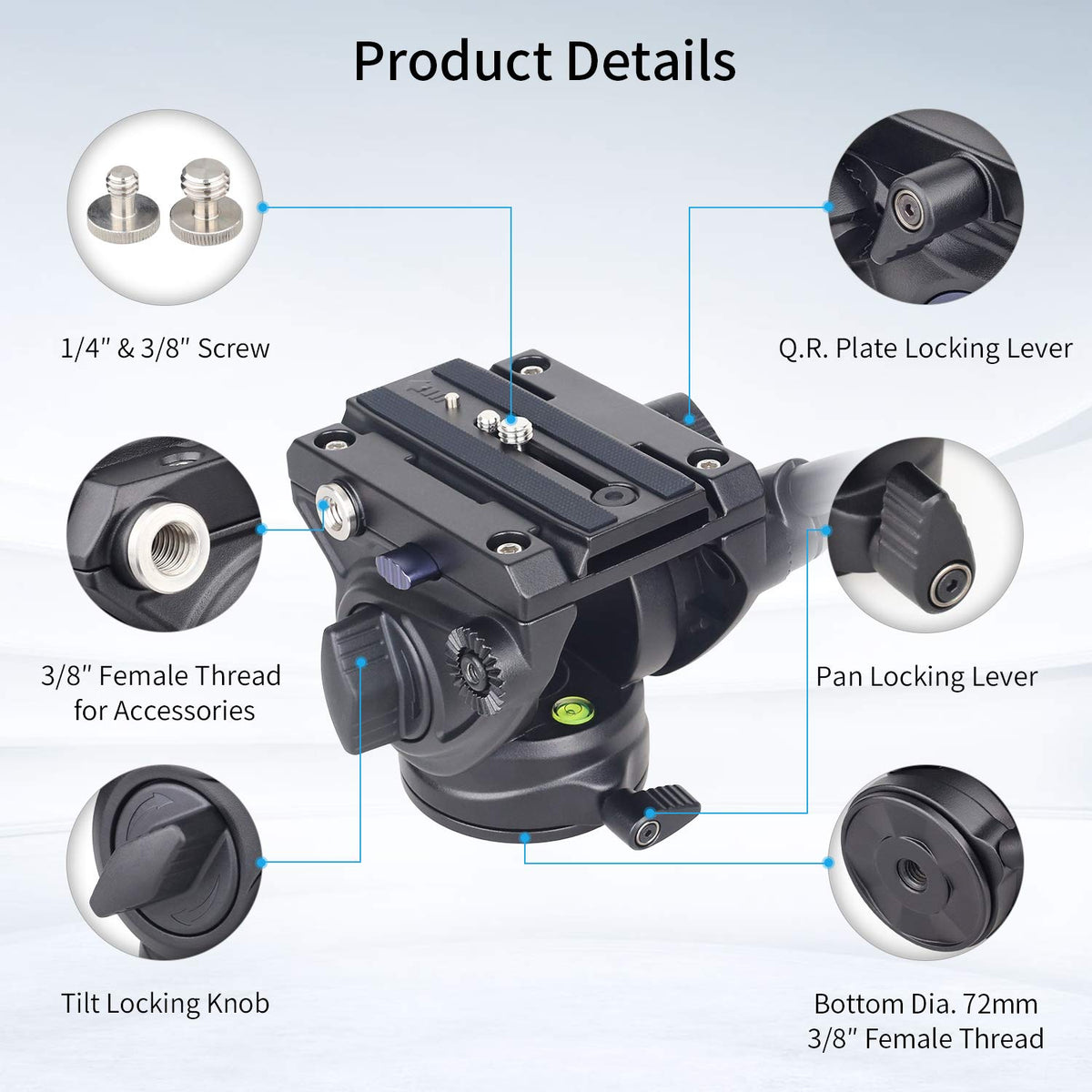 Heavy Duty Tripod Fluid Head with Sliding Plate O8266