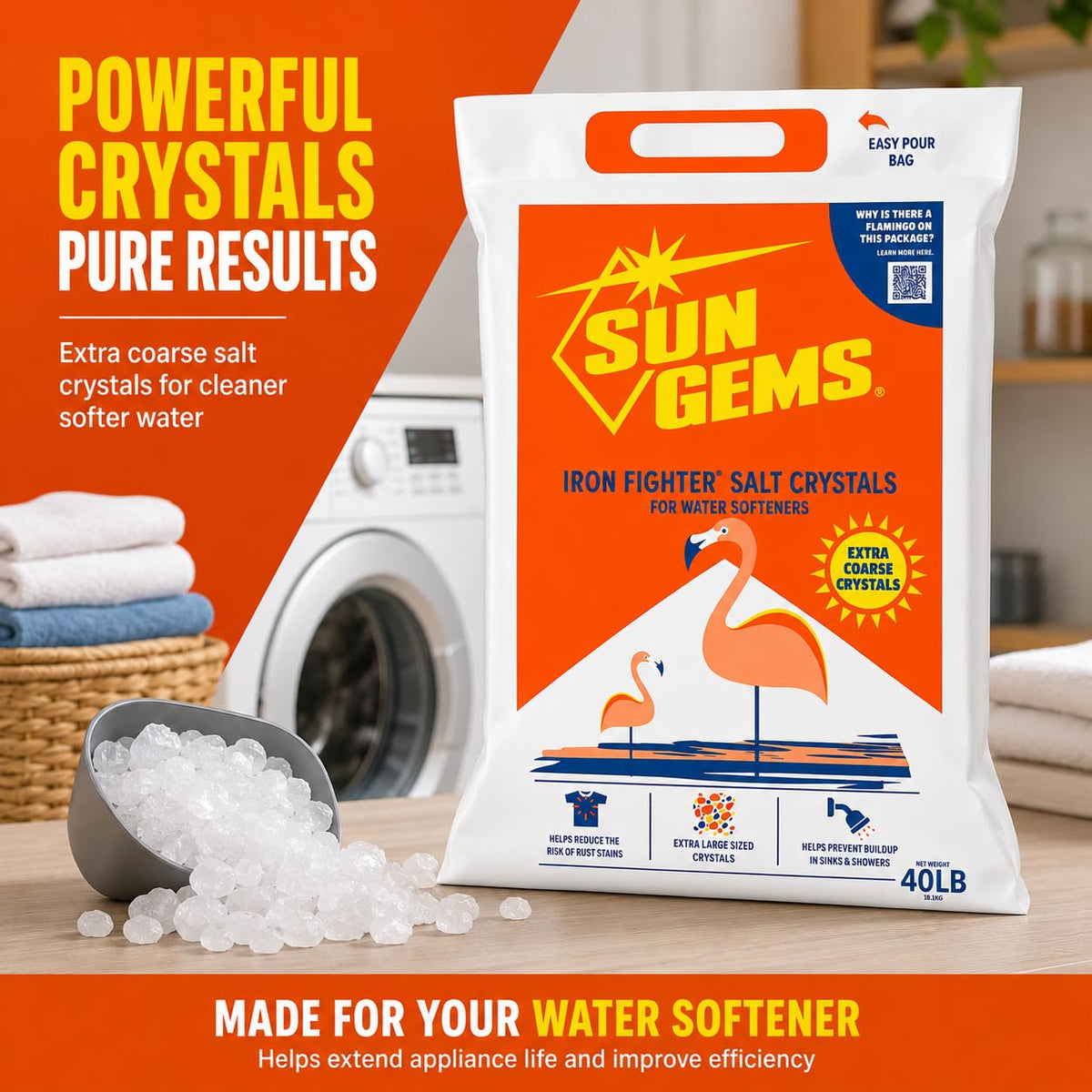 40 lb Extra Coarse Water Softener Salt Crystals J2389