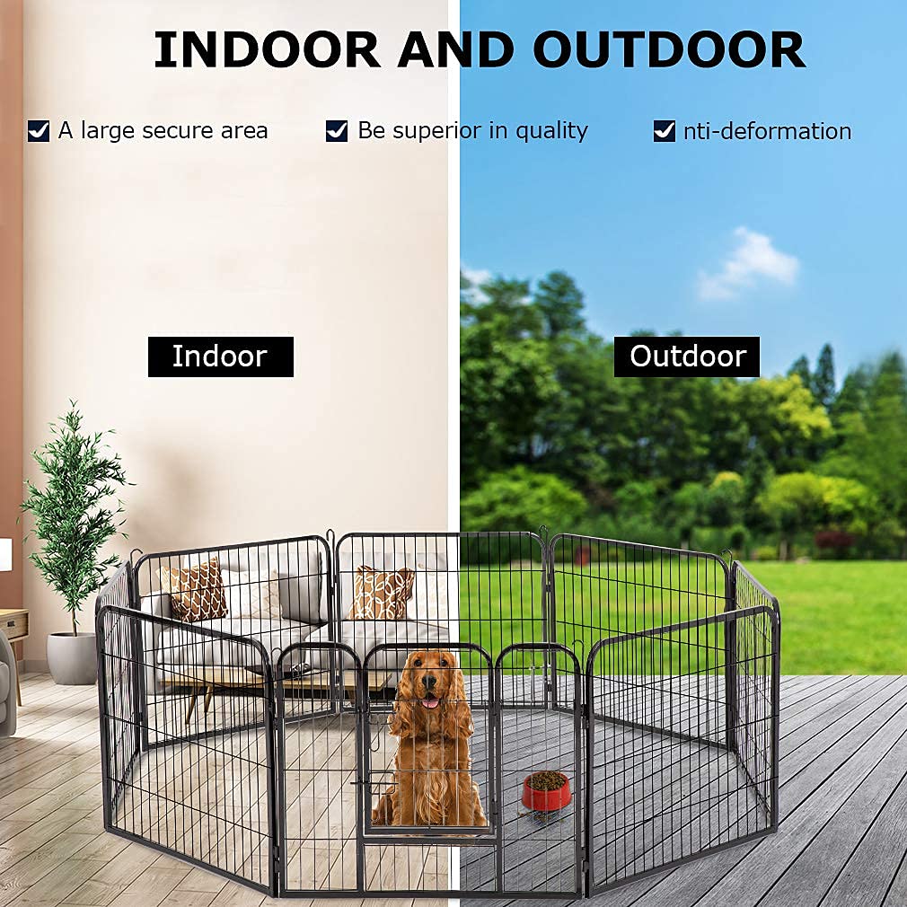 32" 8 Panel Heavy Duty Metal Dog Playpen P38489