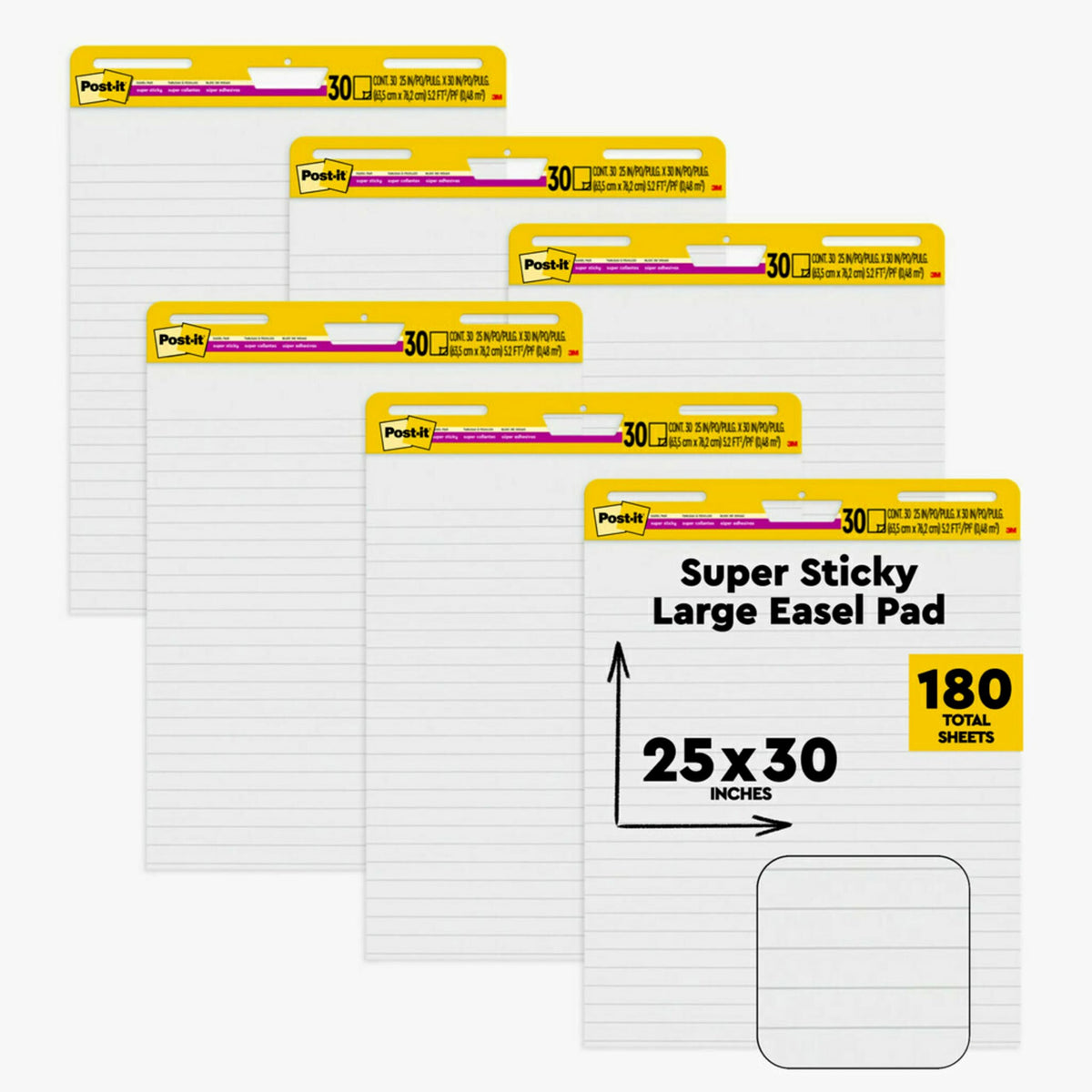 White Lined Easel Pad, 25 x 30 in, 6 Pads D361374