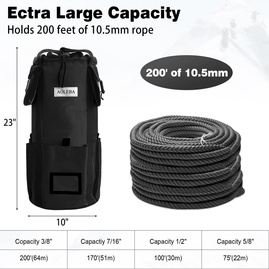Arborist Rope Storage Bag Large Capacity 1680D Thicken Nylon with Hand Straps A47527