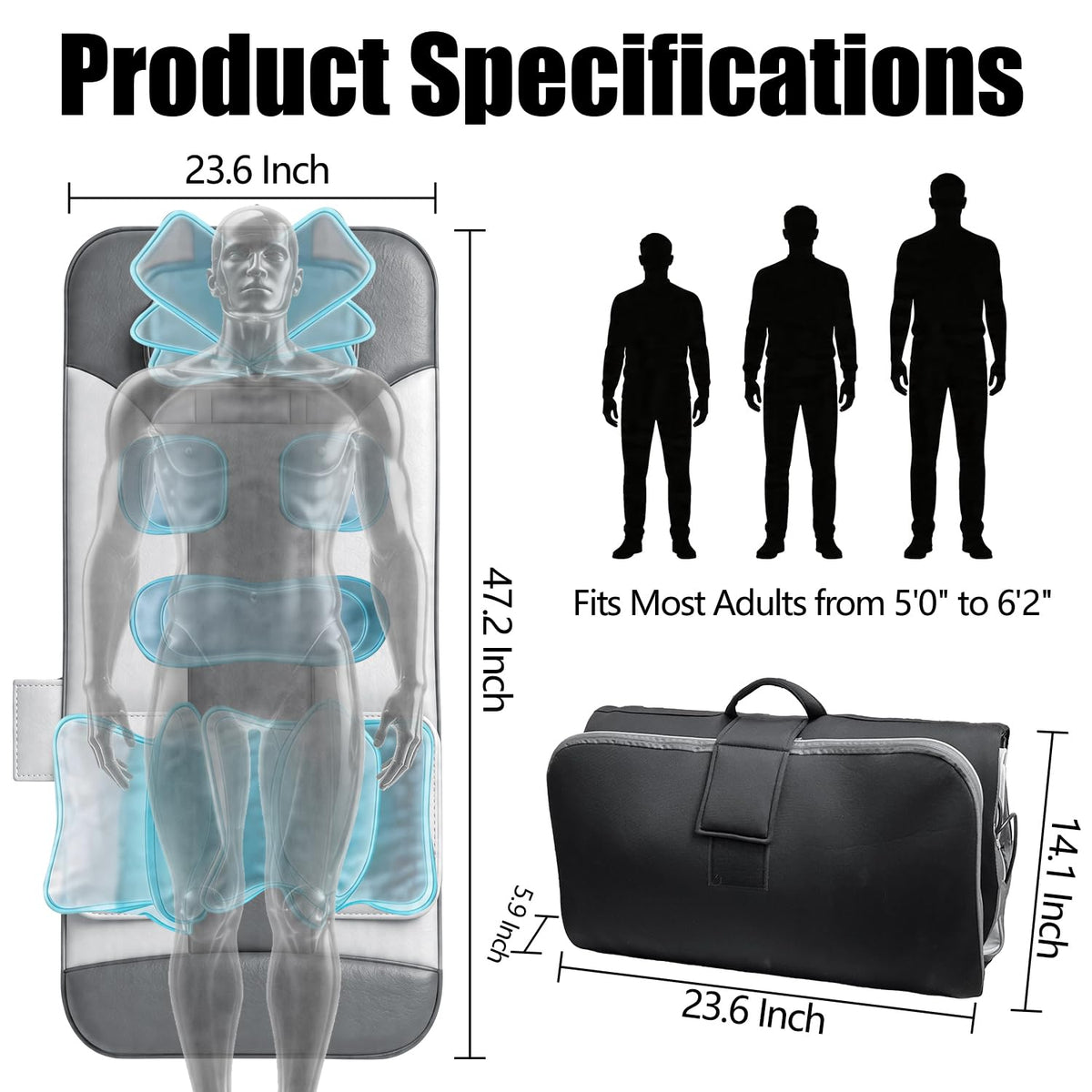 Foldable Full Body Stretching Massage Mat with Airbags T50801