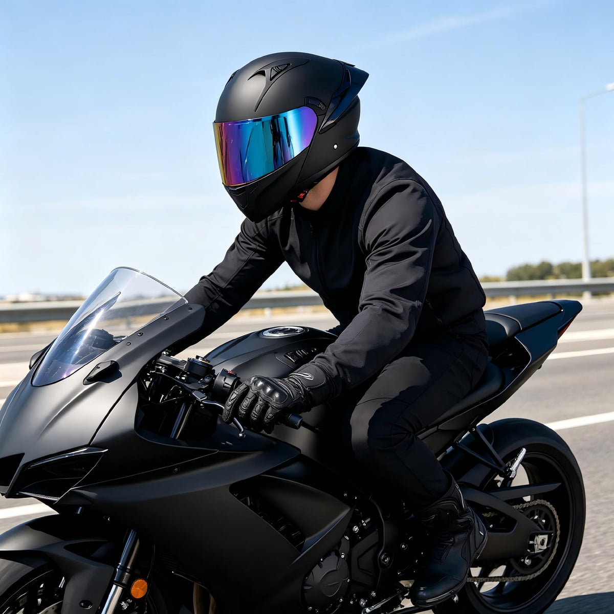 Modular Motorcycle Helmet Dual Visor Flip Up Full Face Matte Black XXL H1725