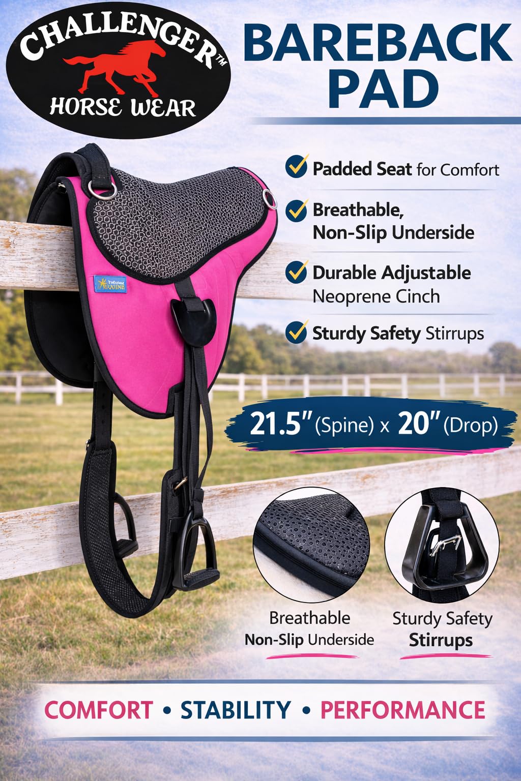 Neoprene Padded Anti-Slip Bareback Saddle Pad Y70880