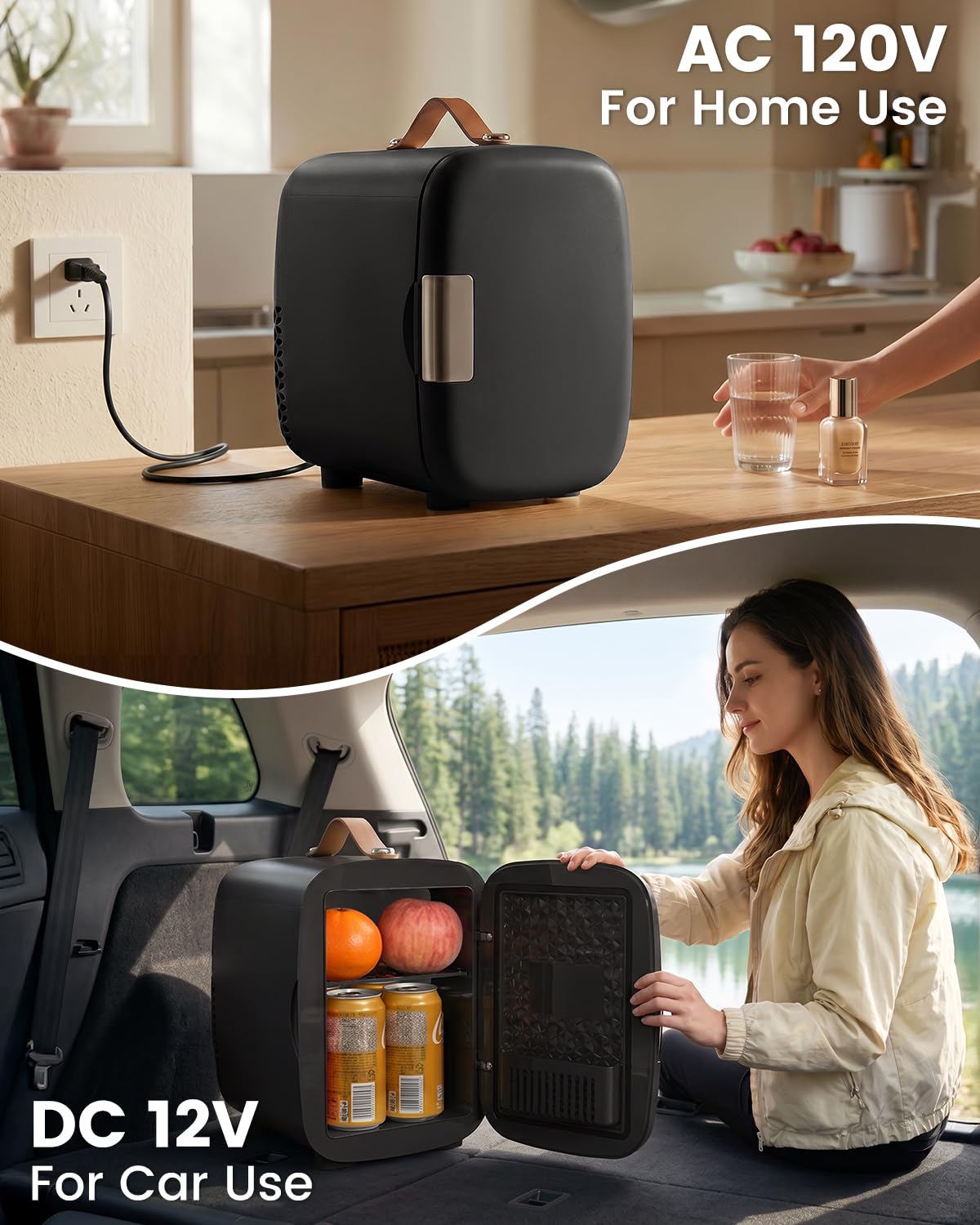 Portable Mini Fridge 4L 6 Can Black X281