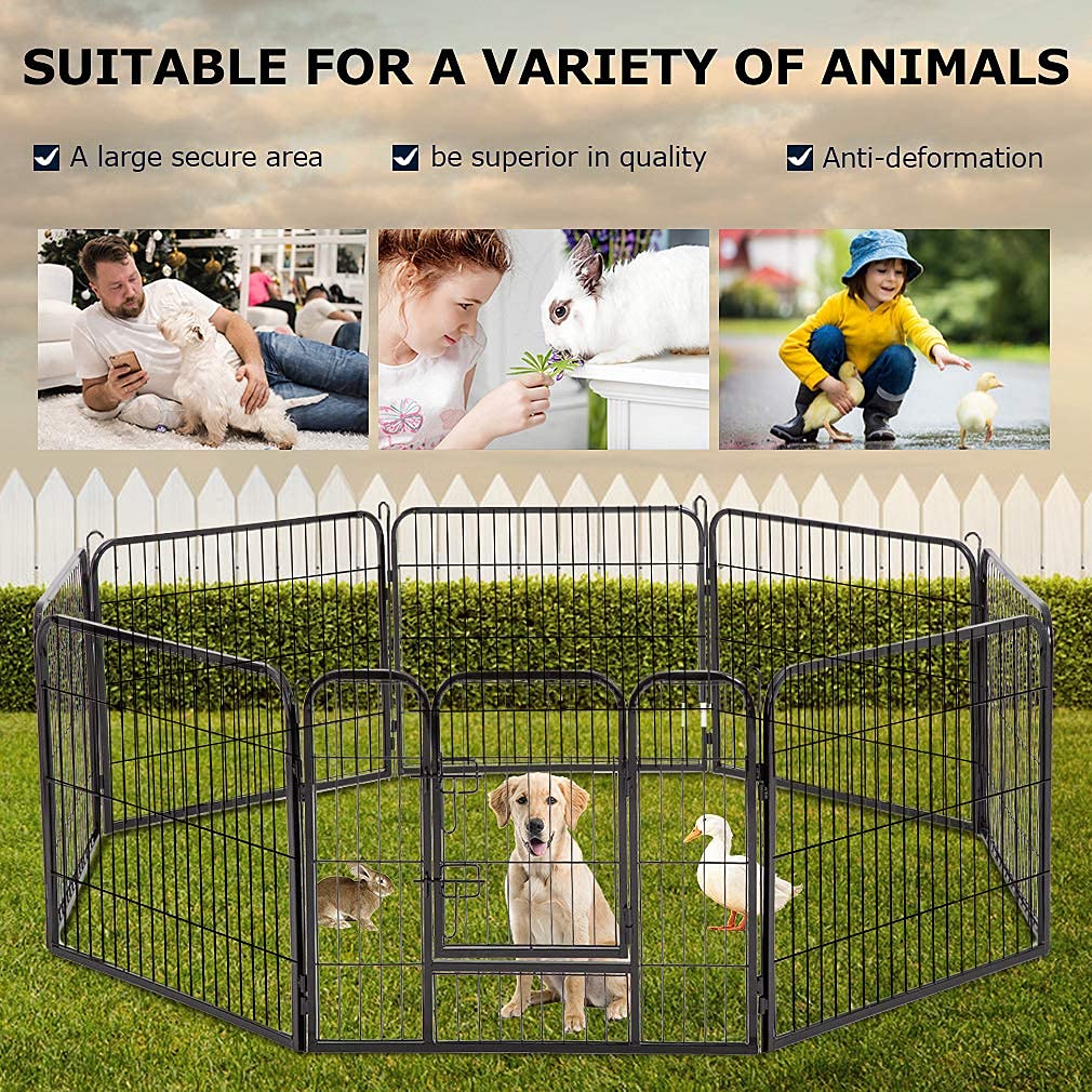 32" 8 Panel Heavy Duty Metal Dog Playpen P38489