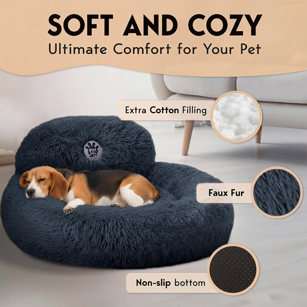 Medium Size Washable Anti-Slip Fluffy Plush Round Dog Bed A726