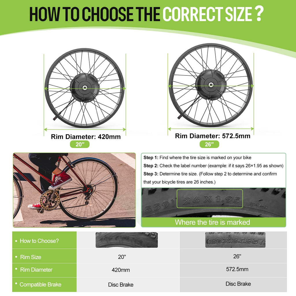 1000W Rear Hub Motor Fat Tire Ebike Conversion Kit E47373