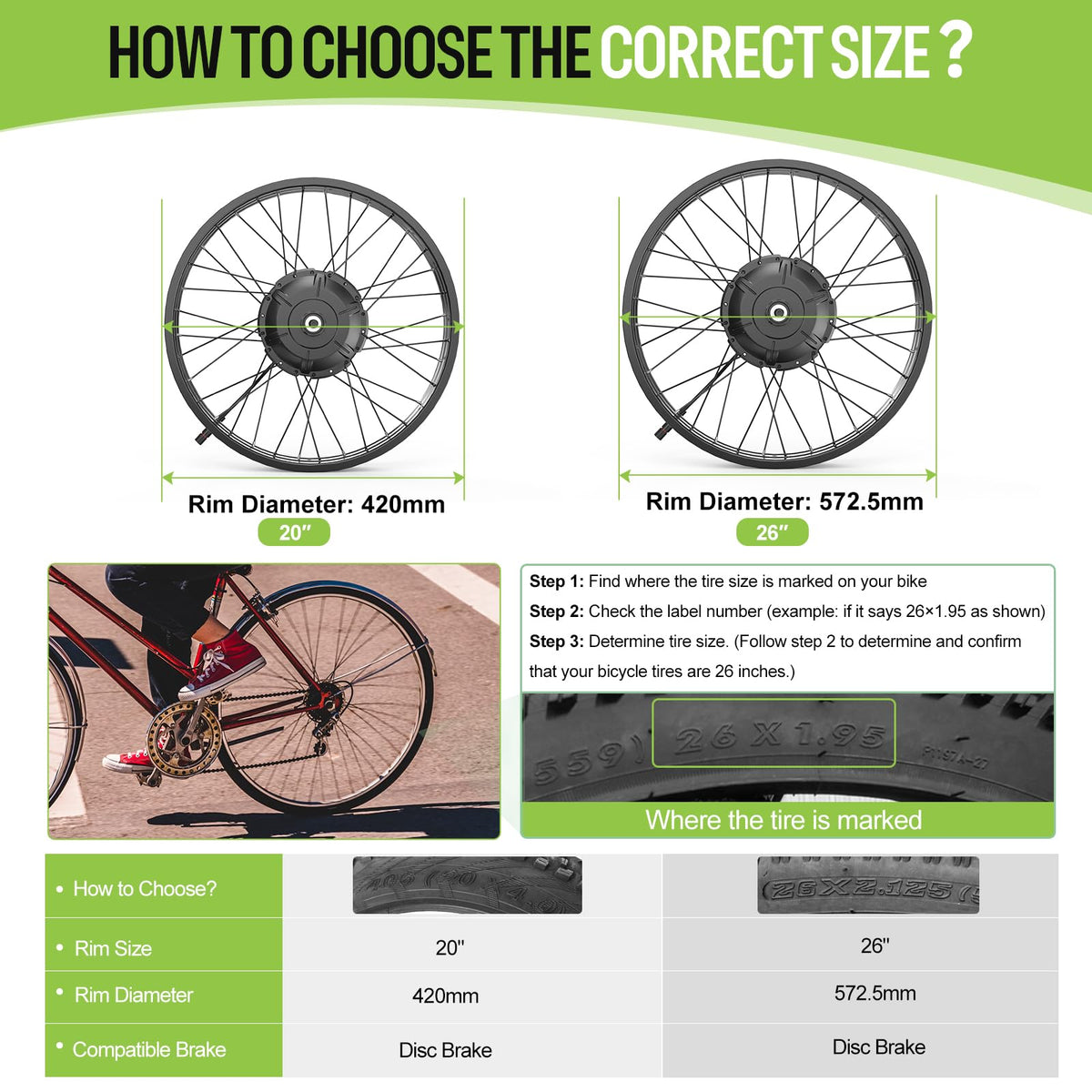 1000W Rear Hub Motor Fat Tire Ebike Conversion Kit E47373