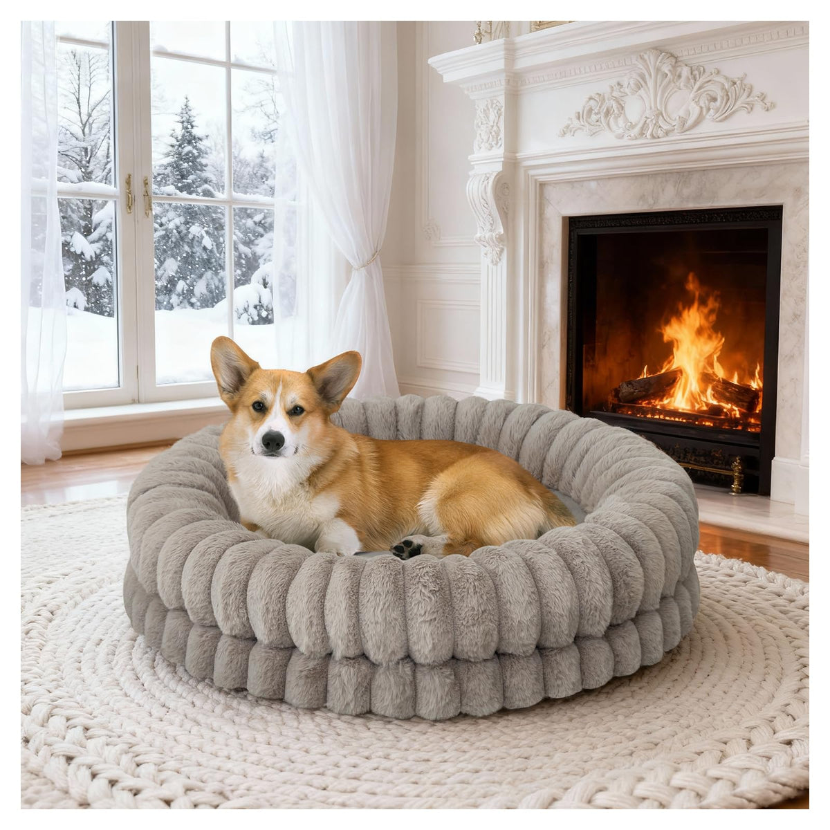 30 Inches Round Washable Dog Bed D1374