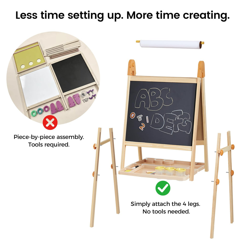 Foldable Wooden Art Easel with Chalkboard & Whiteboard R911926