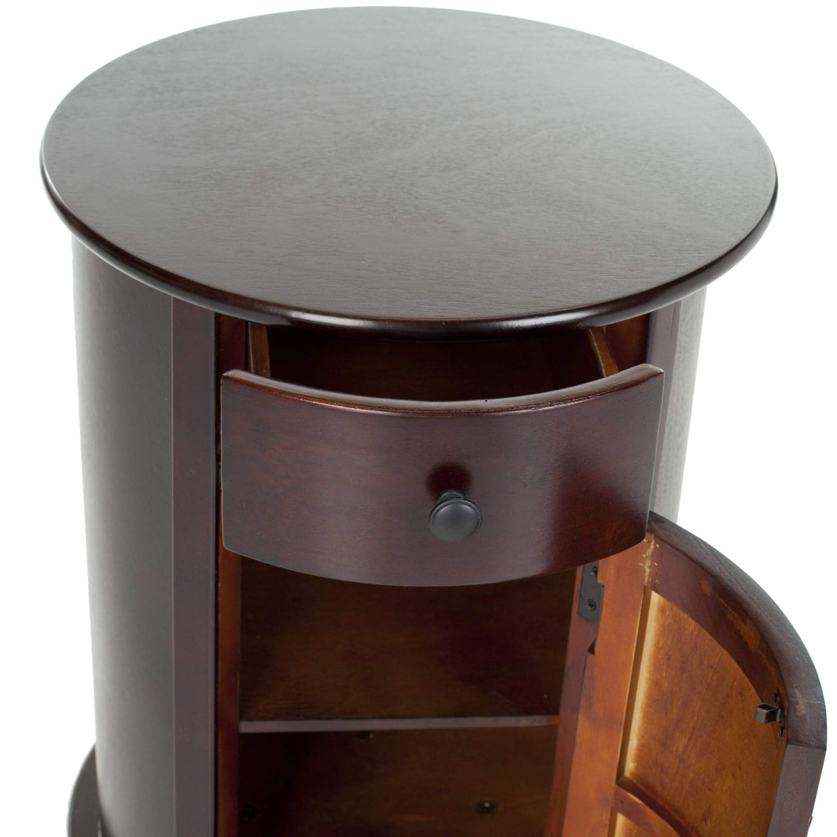 26" Dark Cherry Swivel Storage Accent Table C7533
