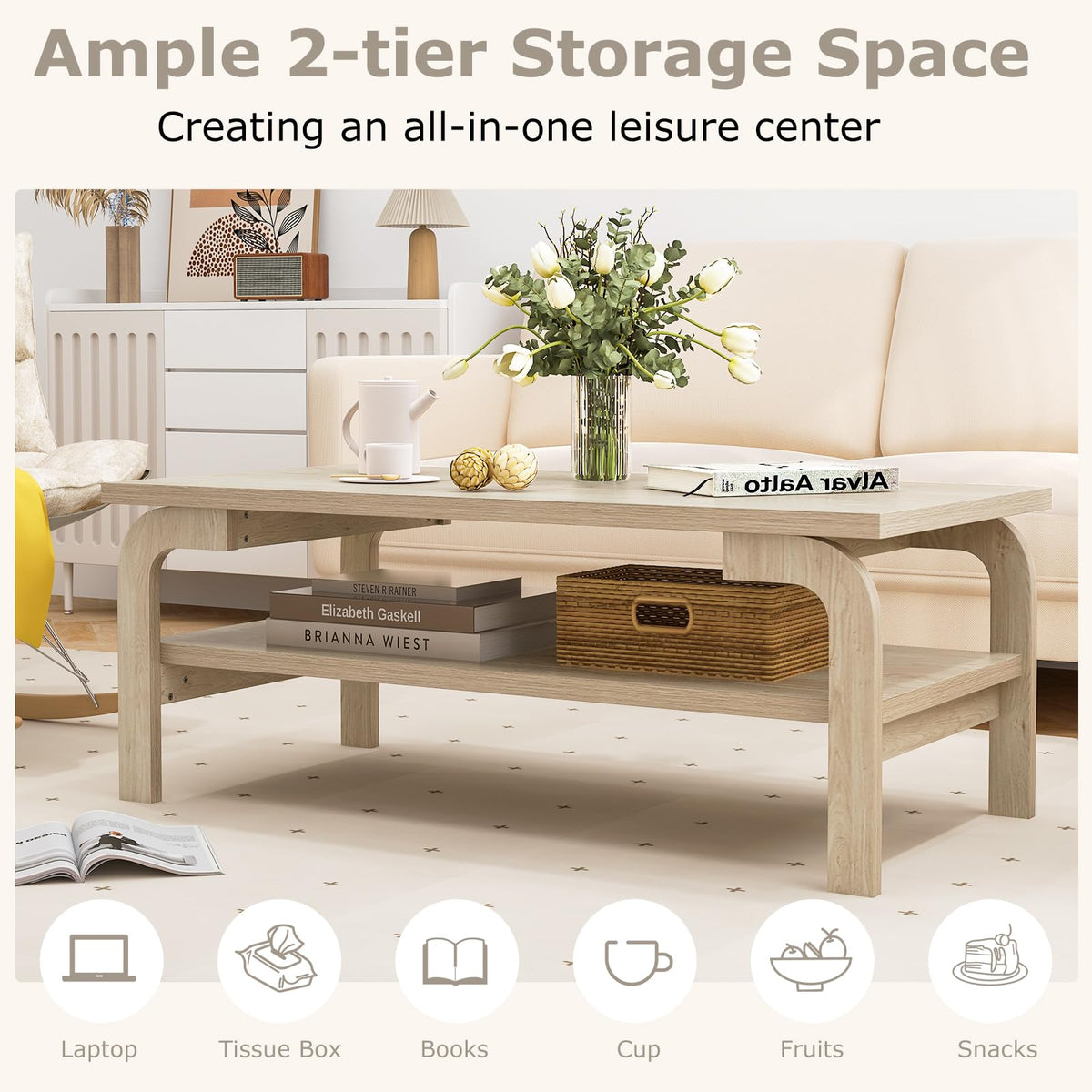 2-Tier Coffee Table with Storage R63351