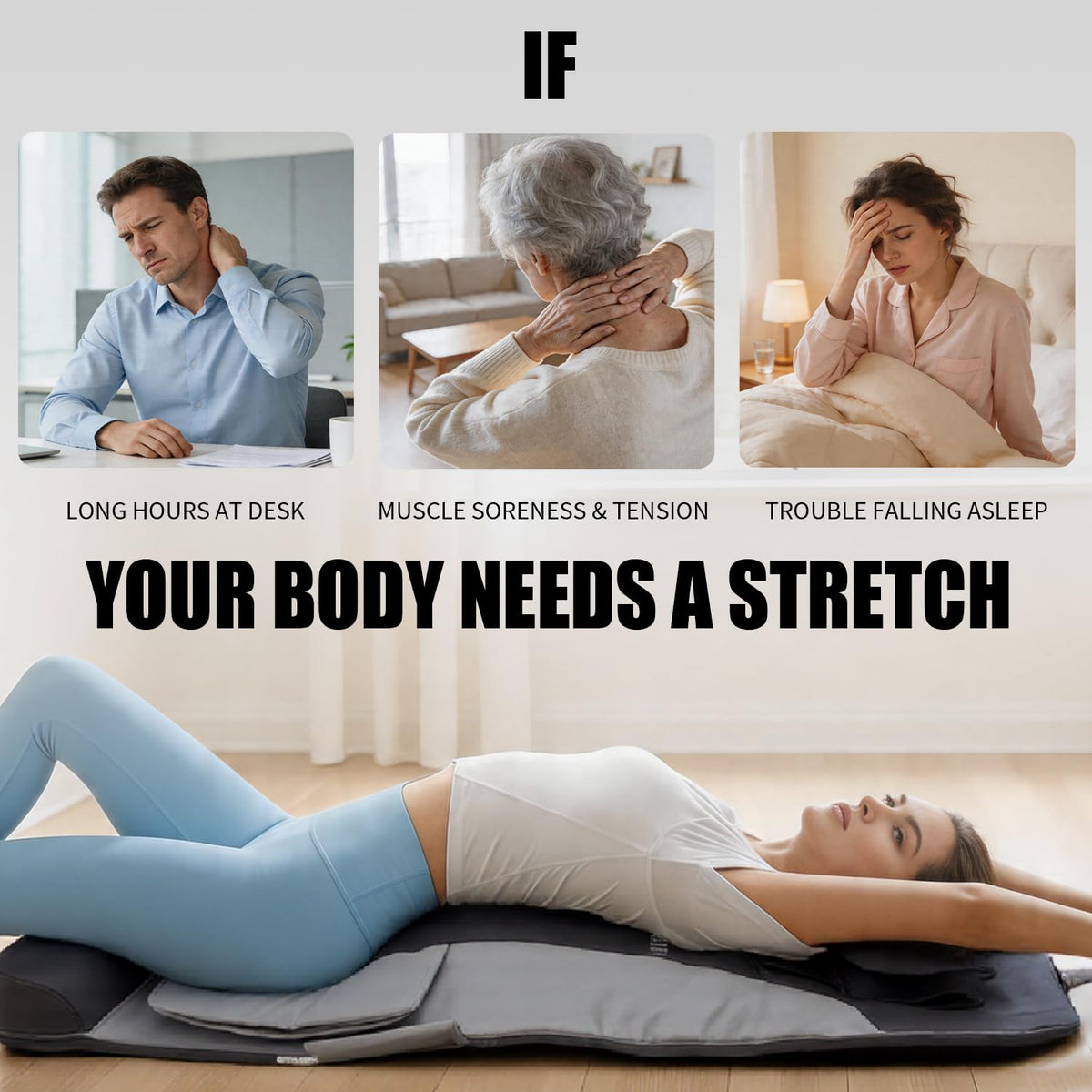 Foldable Full Body Stretching Massage Mat with Airbags T50801