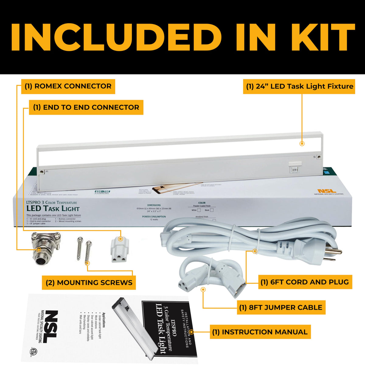 LED Under Cabinet Lighting 24 Inch White J31560