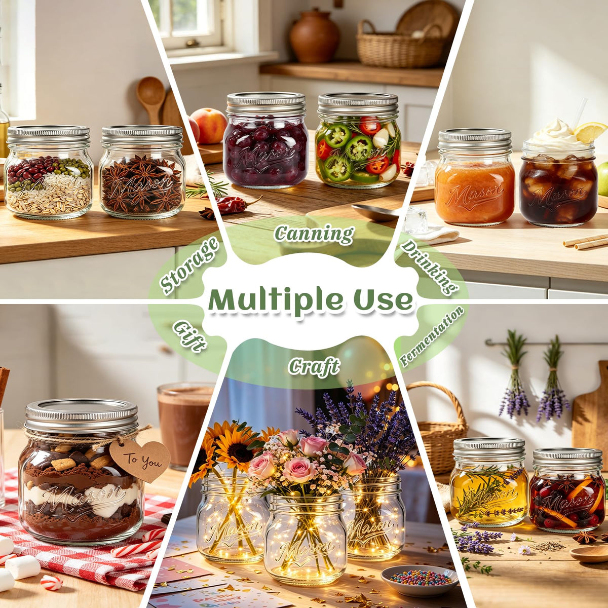 16 oz 12 Pack Wide Mouth Mason Jars with Lids J25321