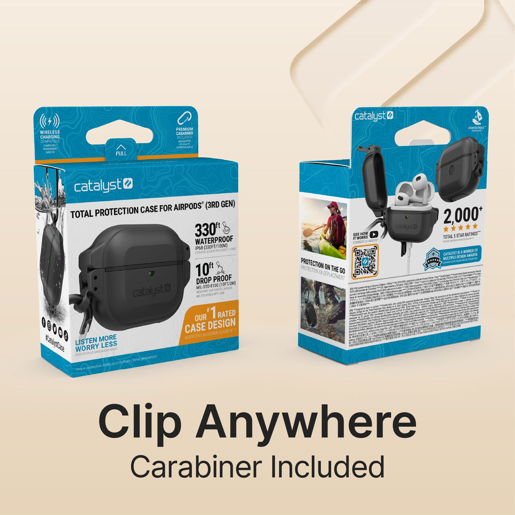 Waterproof Shockproof Protective Case for AirPods 3rd Generation with Carabiner W221109