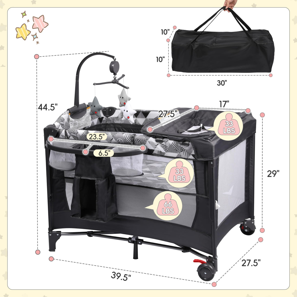 5-in-1 Baby Bassinet Bedside Sleeper with Changing Table N605
