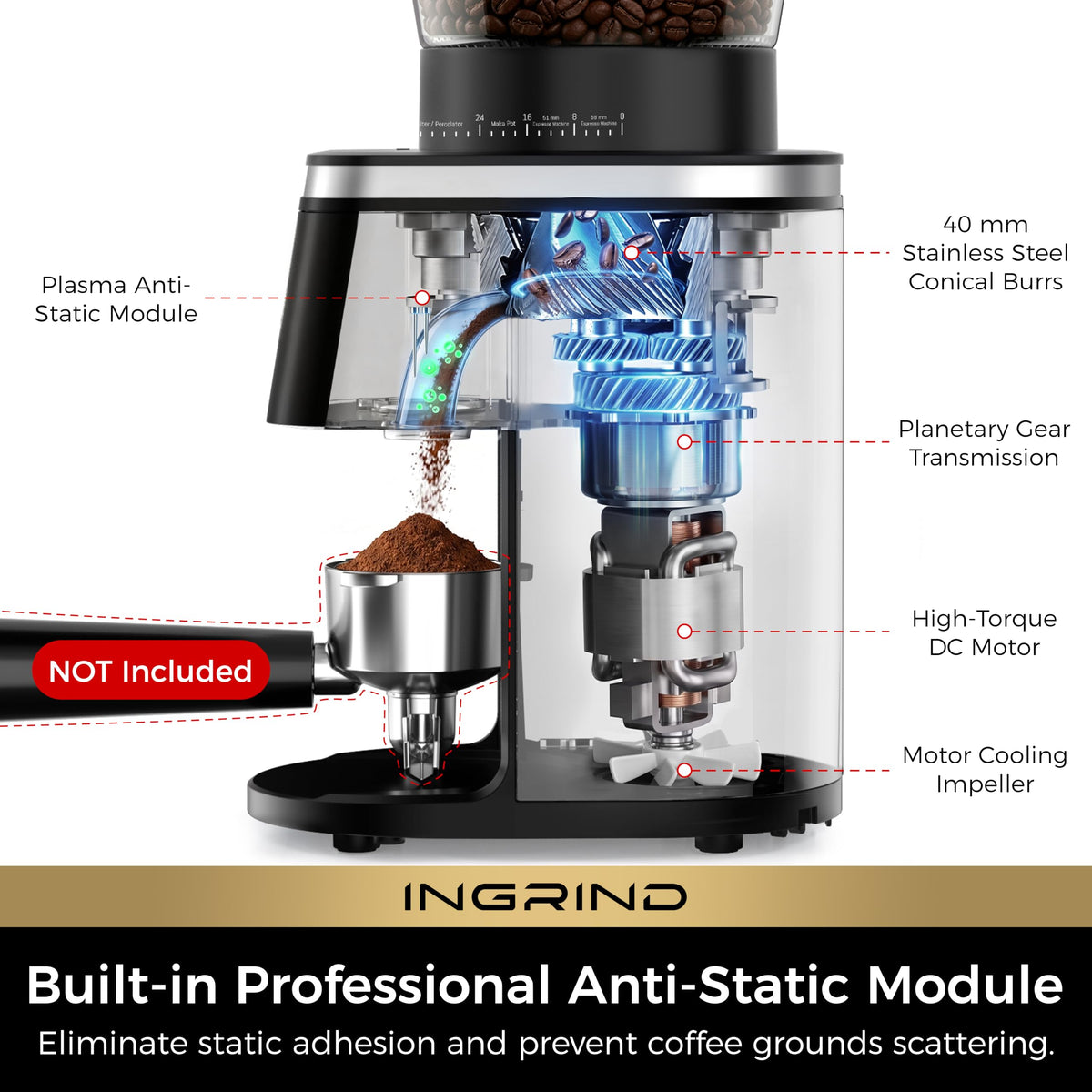 Electric Coffee Grinder with 60 Grind Settings Z859273