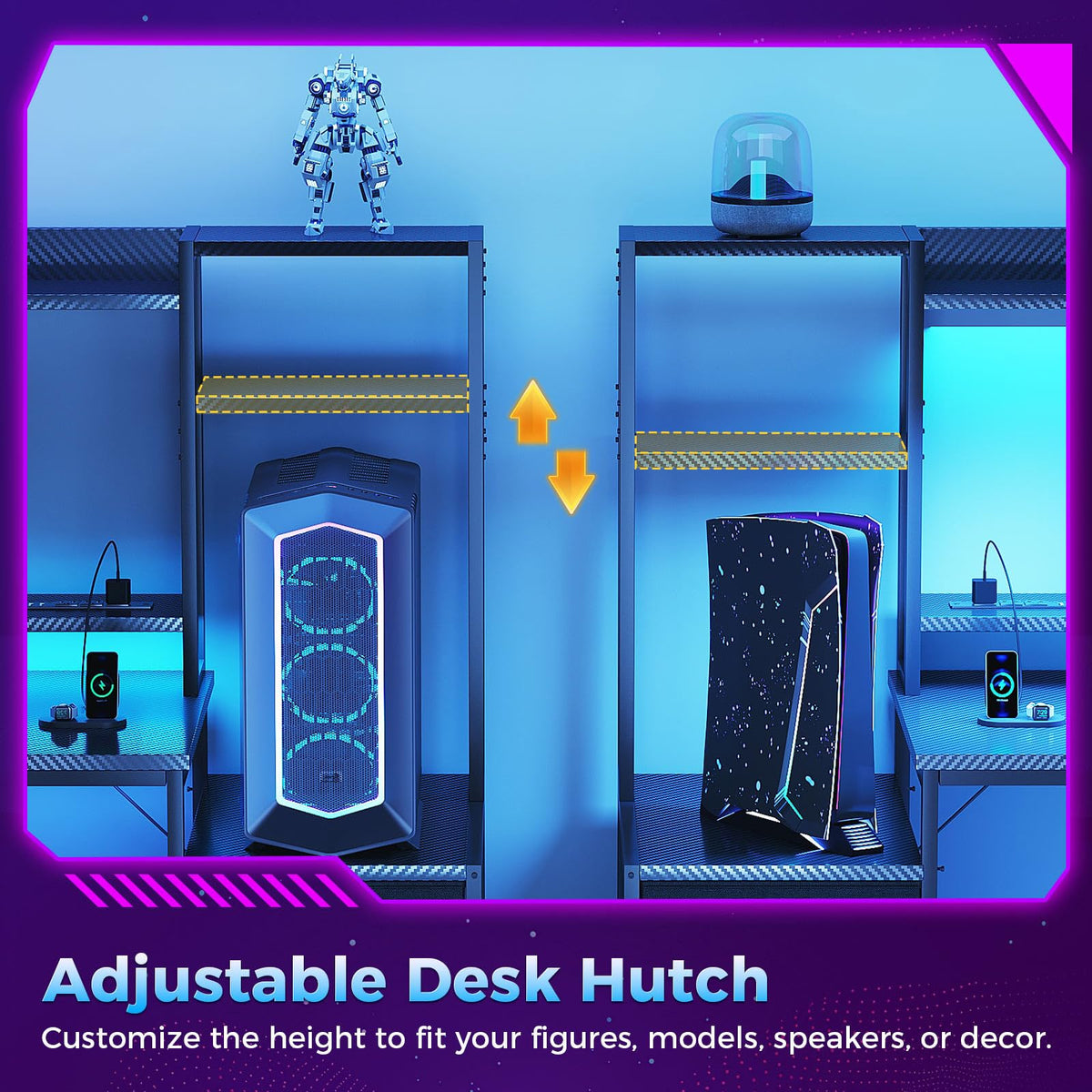 48 Inch Gaming Desk with Shelves and Drawers C28253