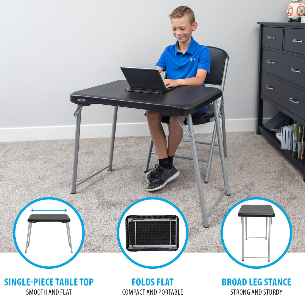 Black and Silver Compact Folding Table A707251