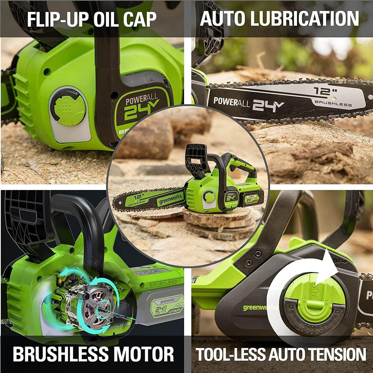24V 12 in Cordless Electric Chainsaw O9536