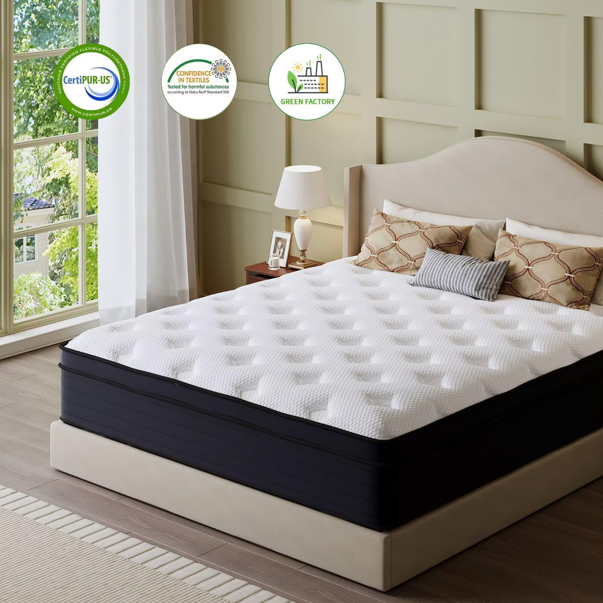14 Inch Hybrid Green Tea Cooling Gel Memory Foam Mattress W25046