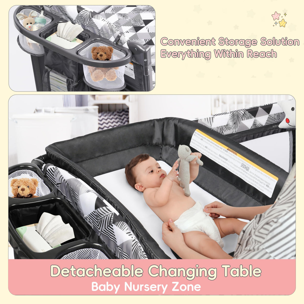 5-in-1 Baby Bassinet Bedside Sleeper with Changing Table N605