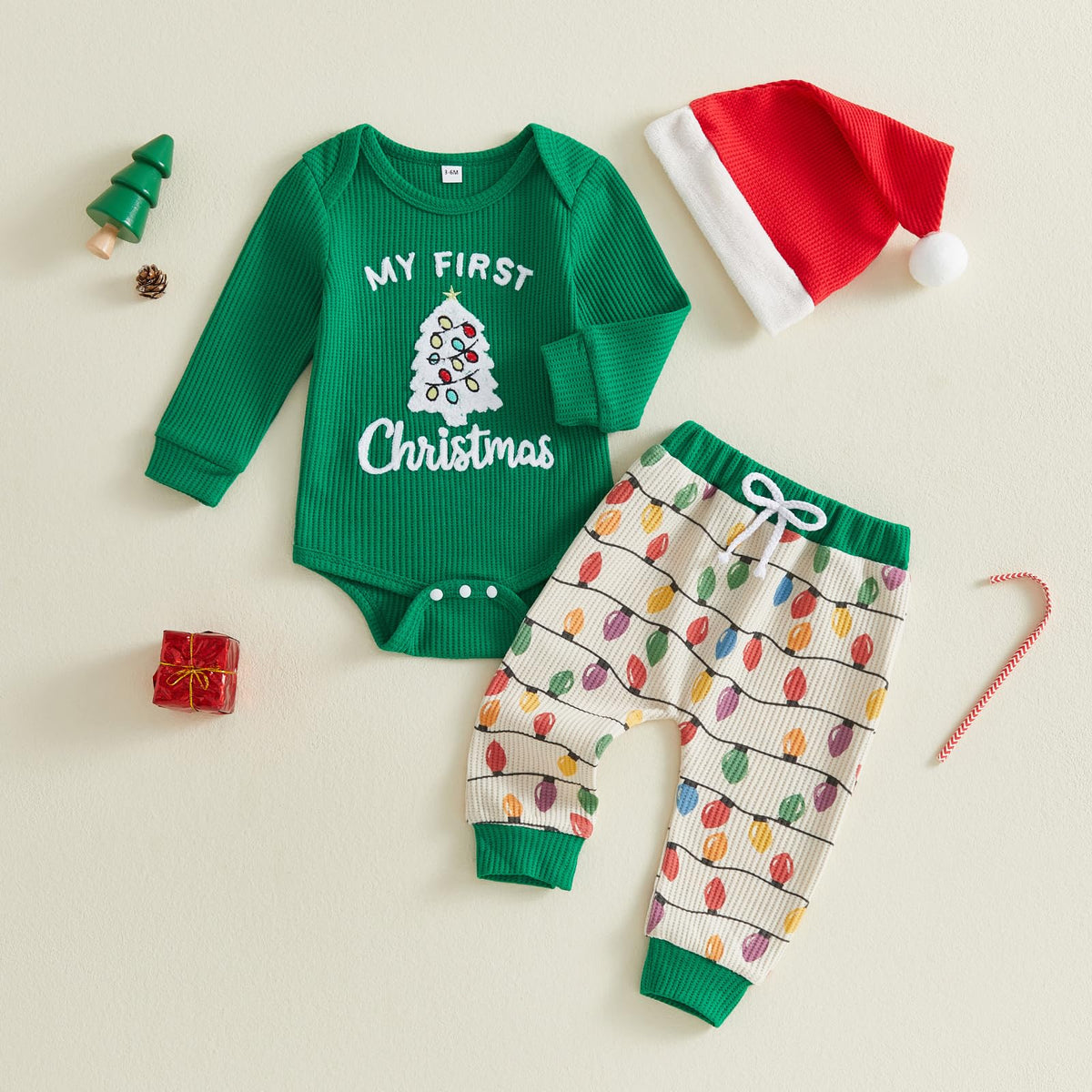 Baby Boy Christmas Outfit Romper Pants Hat U215225